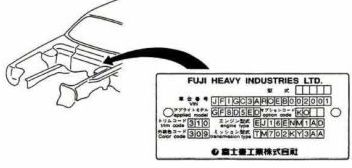 Location of the Subaru Applied Model plate